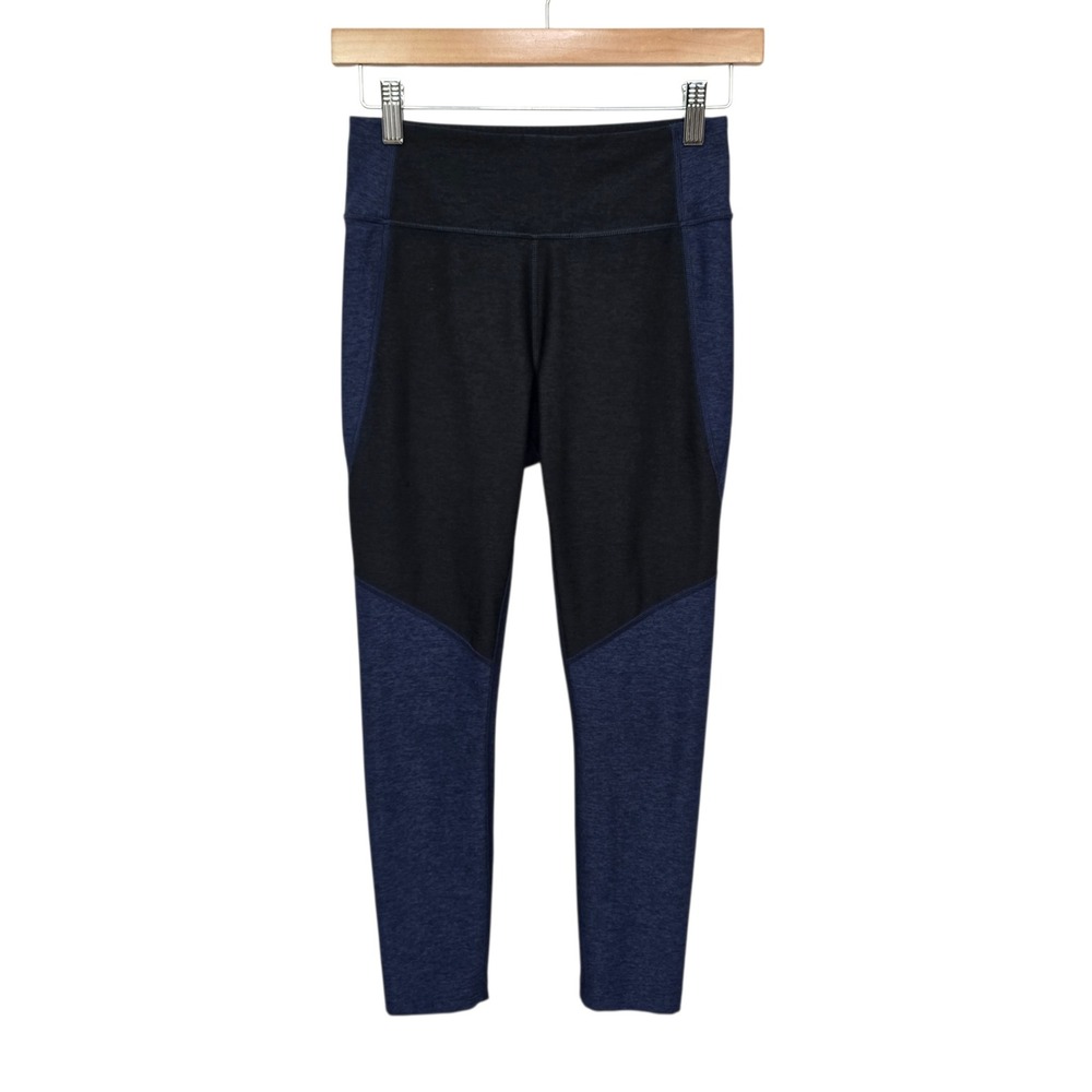 Outdoor Voices TechSweat Colorblock Leggings Navy Blue Black Womens Small 7/8